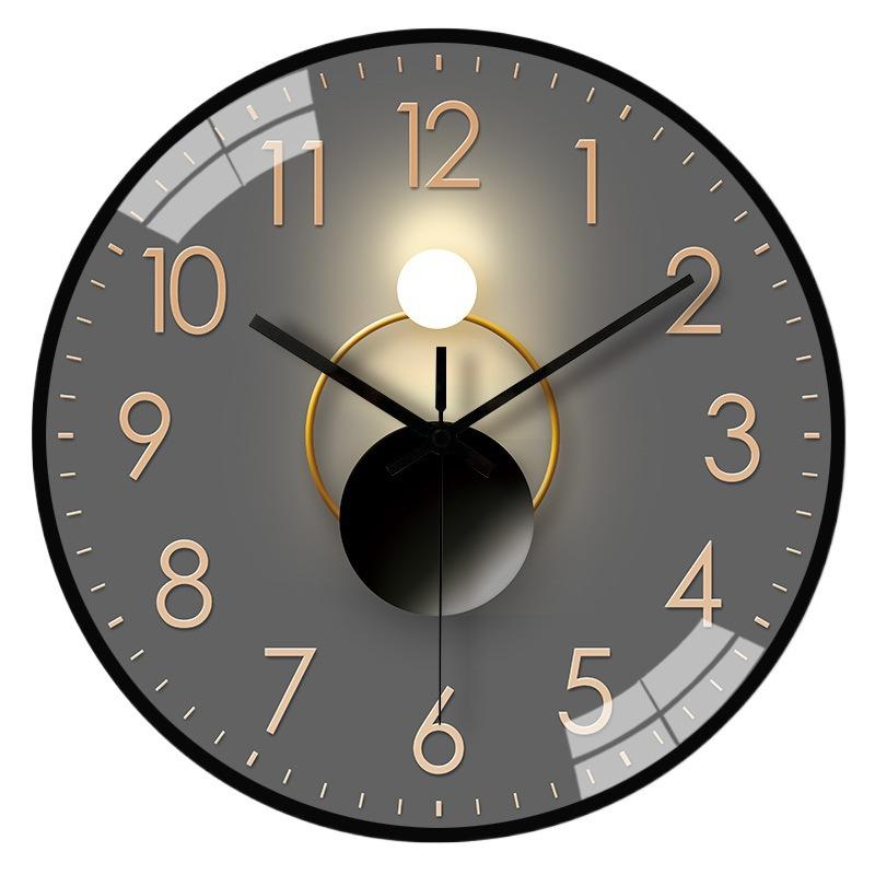 12-inch 30cm Light and Luxurious Light and Shadow Automatic Time-sensitive Radio Clock Home Living Room Bedroom Mute Clock Wall Clock