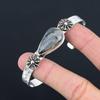 Anniversary Gift For Her Natural Fume Agate Bangle Flower Adjustable 925 Silver