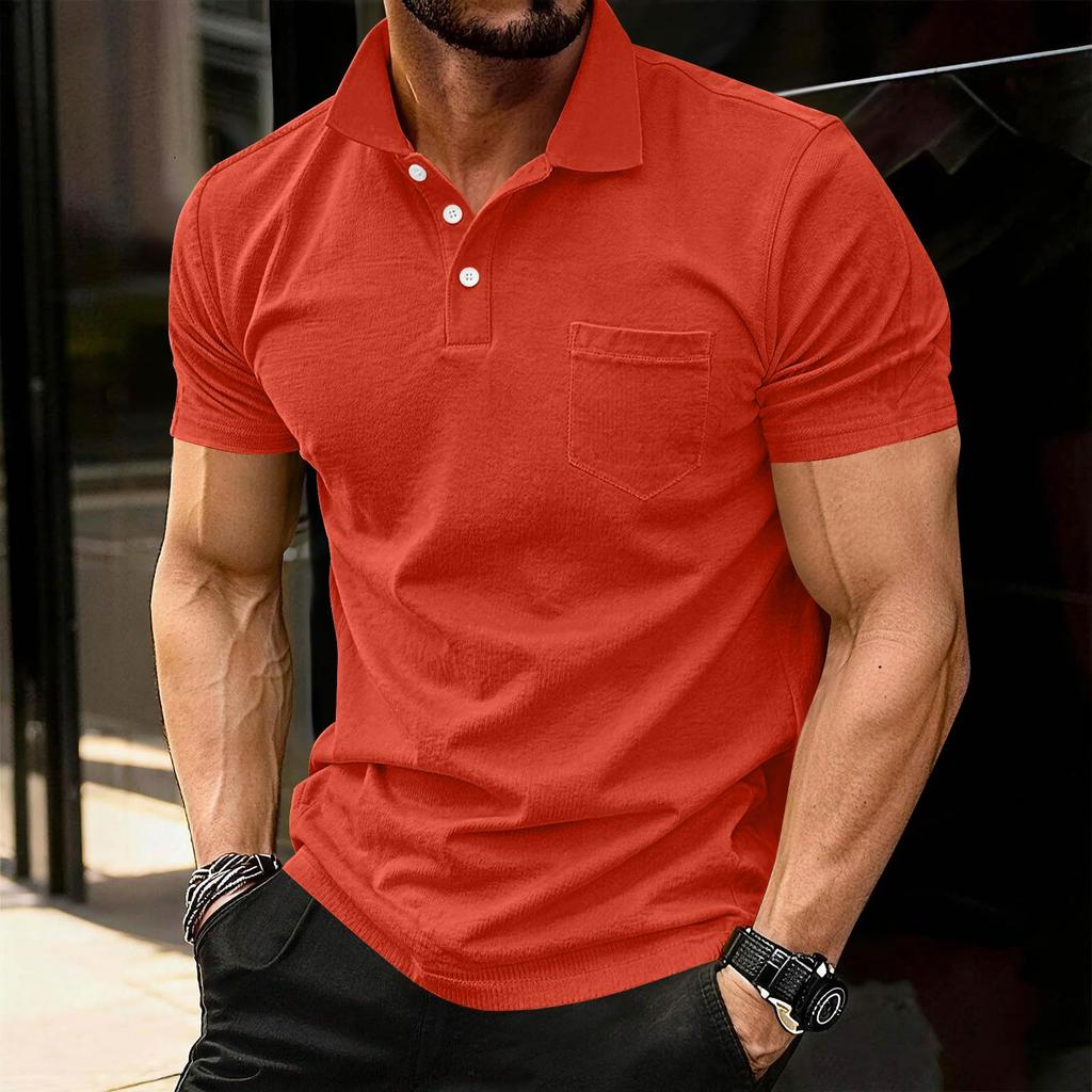 Men's Fashion Shirts Short Sleeve Casual Cotton Golf Shirts Moisture Wicking Shirt With Pocket