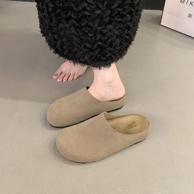 Niche Retro Platform Bag Head Half Slippers Women's Shoes Wear 2025 New Autumn One-pedal Shoes