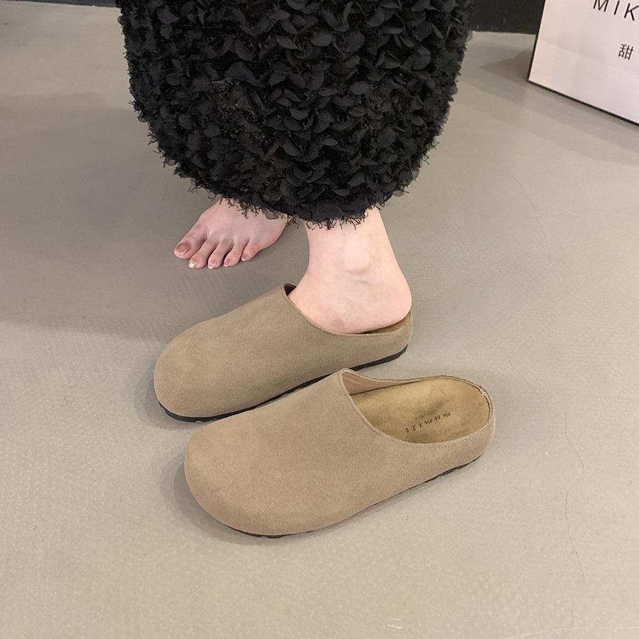 Niche Retro Platform Bag Head Half Slippers Women's Shoes Wear 2025 New Autumn One-pedal Shoes