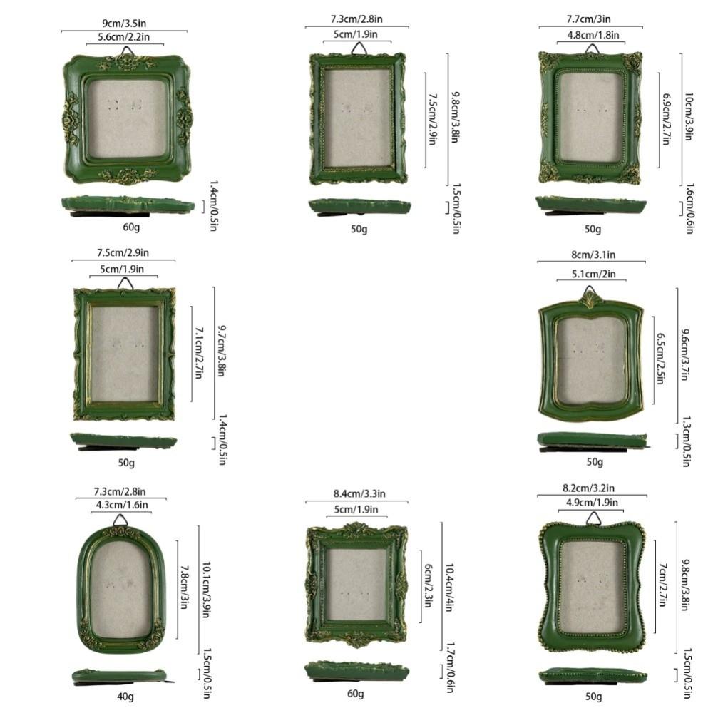 Green Picture Frame Ornaments Resin Photo Display Holders Baroco Style Photo Frame Living Room