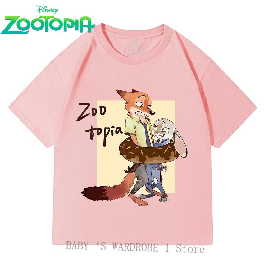 

Бавовняні футболки з коротким рукавом Disney Zootopia для хлопчиків та дівчаток 3-12 років з мультяшними принтами, милі, модні 120