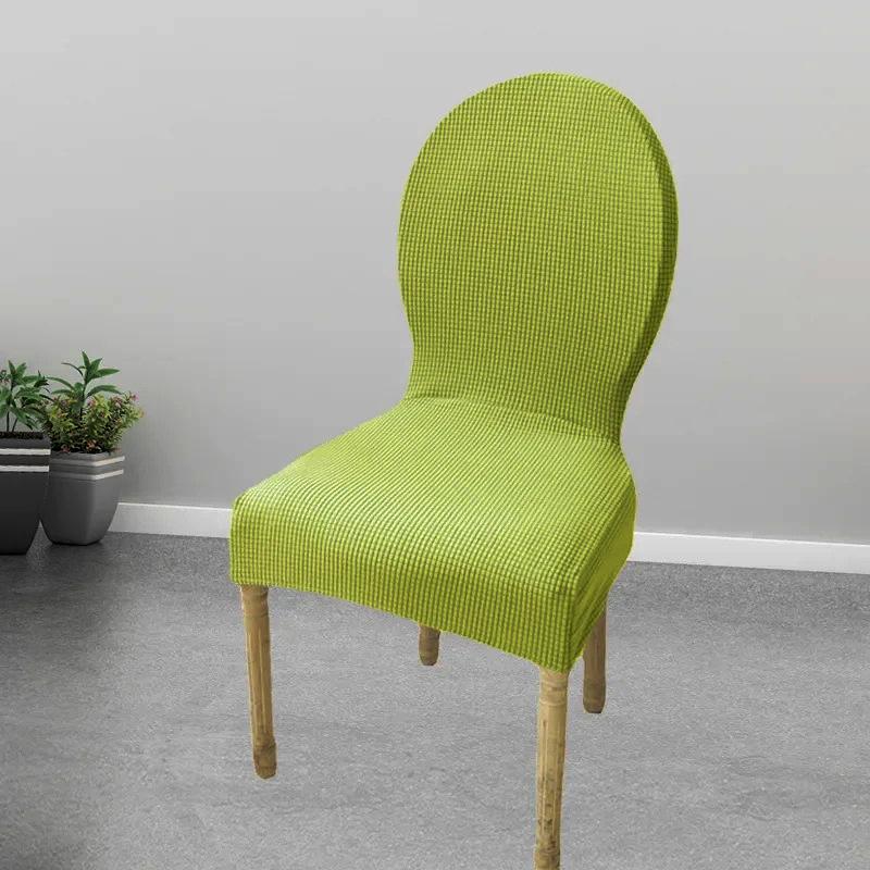 European Round Back Chair Cover Seat Dining Table And Chair Solid Color Simple Sitting Surface Universal Elastic Stool For All Seasons