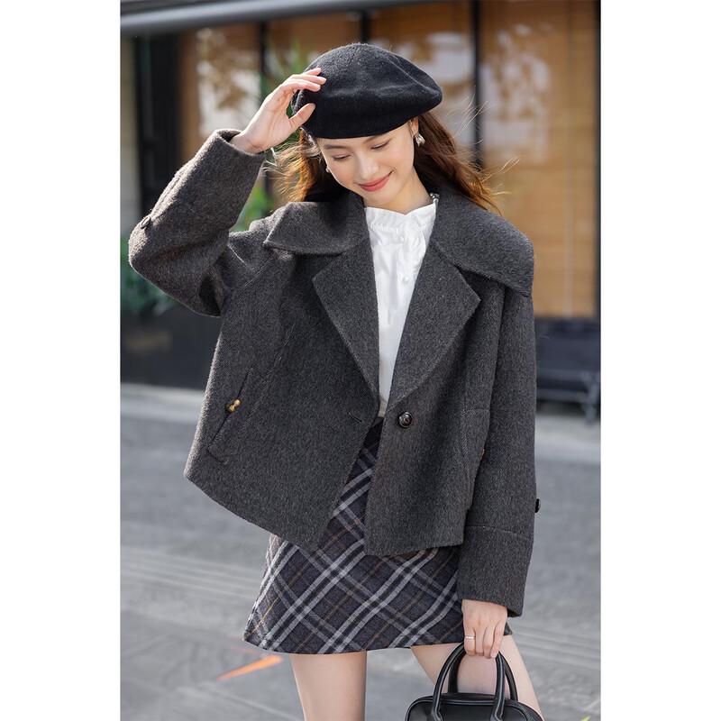 MokaNa Women's Elegant Winter Wool Blend Short Coat