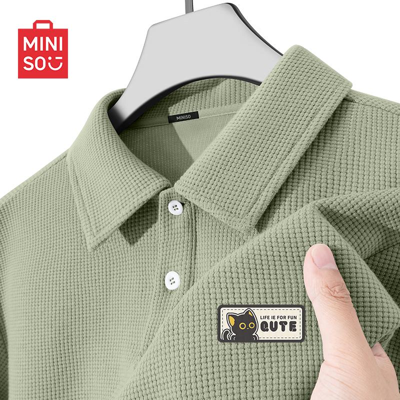 

MINISO Men s Japanese Casual Waffle-Knit Polo Shirt L