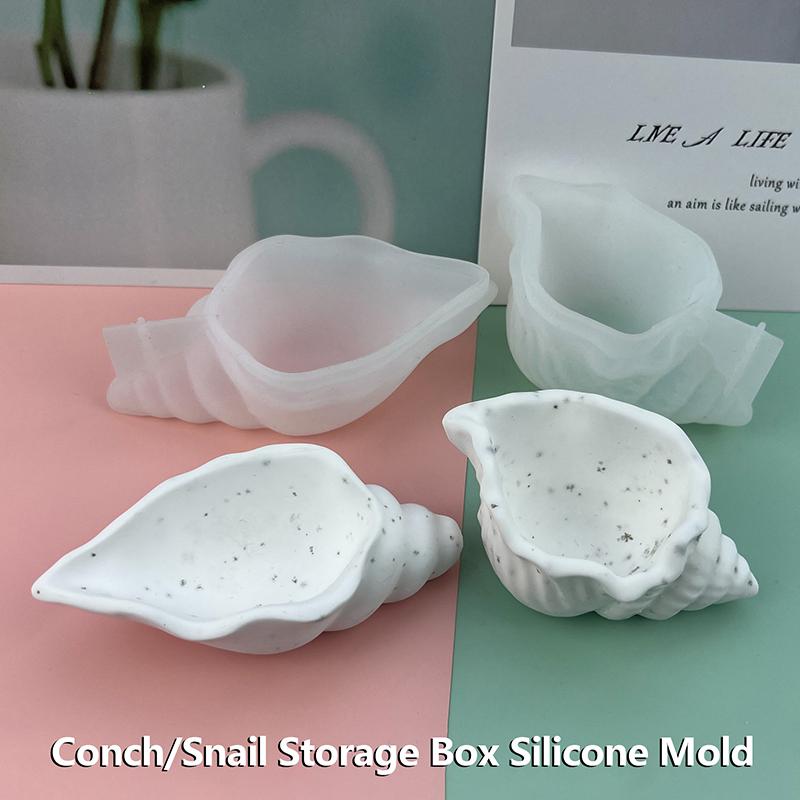 Mini Whelk Concrete Storage Tray Silicone Molds Conch  Candlestick Plaster Jewelry Display Tray Plate Resin Epoxy Mould