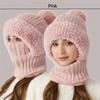 Women's Winter Hat Face Mask and Plush Earrings - Soft and Warm Full Face and Head Cover- Soft Fleece Lining Women's Winter Hat