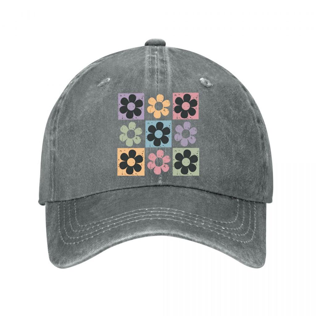 Retro Distressed Floral Vinyl Wall Decor Stickers Washed Baseball Cap Outdoor For Womens Unisex FeUnisex
