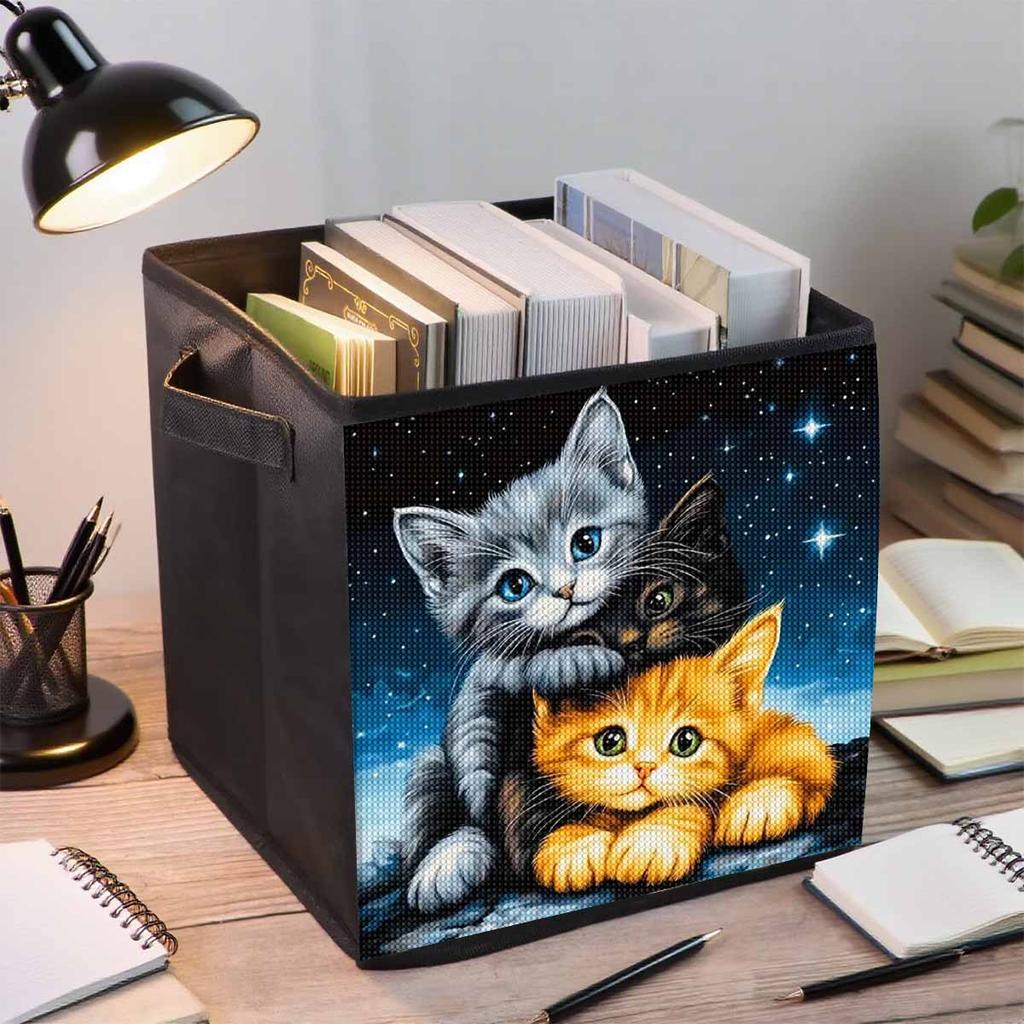 Three Kittens 5D Diamond Painting Storage Basket Full Round Drill Mosaic Diamond Embroidery Cross Stitch Kits Home Decor Home Decor