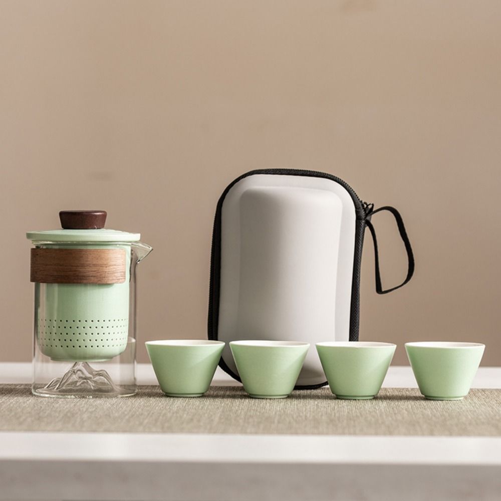with tea strainer Travel Ceramic Teapots Chinese Style Mini Tea Cup Set  Teas Brewing Utensils