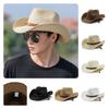 Adjustable Hat Cowboy Straw Hats Outdoors Beach Sunhat Large Brim Riding Horse
