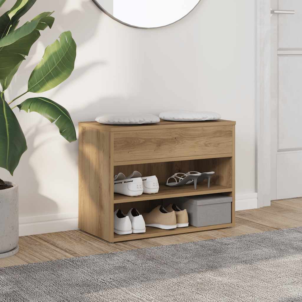 Artisan Oak Shoe Bench 60 x 30 x 45 cm Particleboard