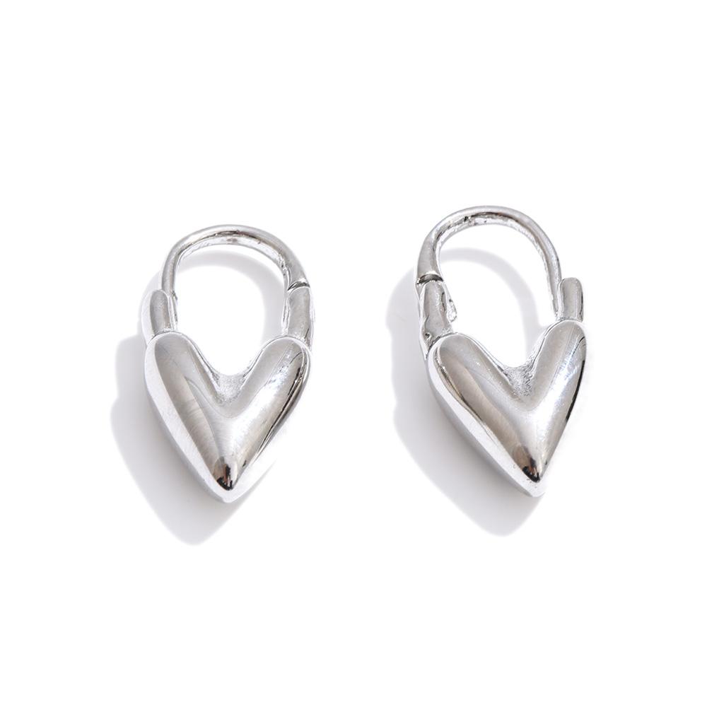 

Yhpup 18K Golden PVD Plated Stainless Steel Heart Love Cast Hoop Earrings Anti Allergic Metal Texture Daily Fashion Jewelry Gift