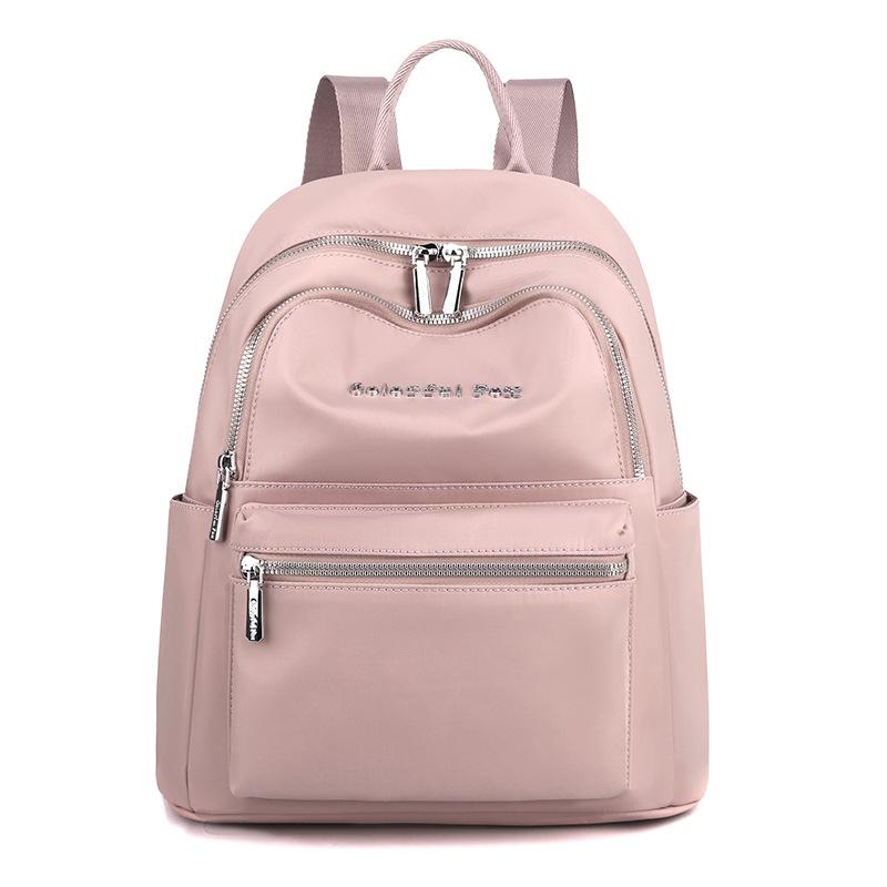 Women's New Fashionable and Simple Nylon Backpack with Large Capacity, Lightweight, Solid Color for Work and Commuting