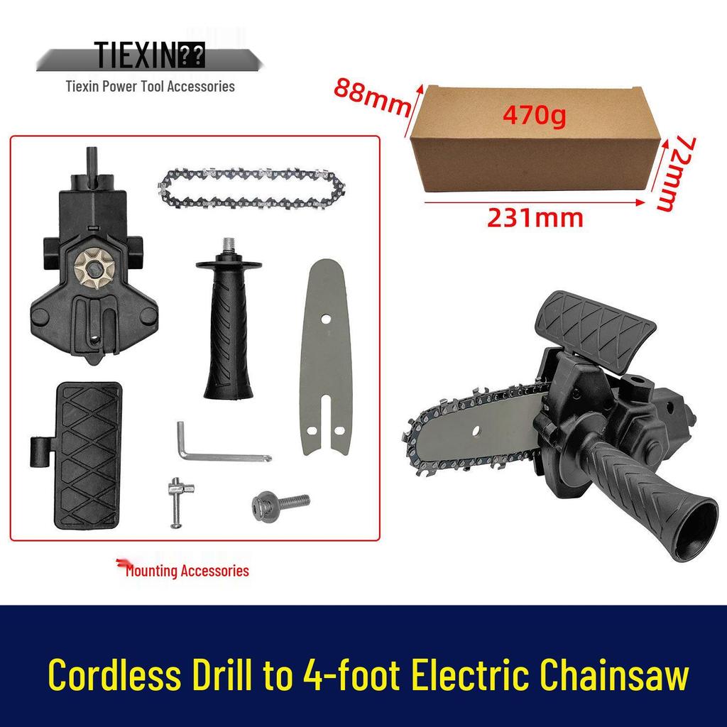 Cordless Drill To Electric Chainsaw Converter: 4-Inch Mini Saw for Household Logging 05518
