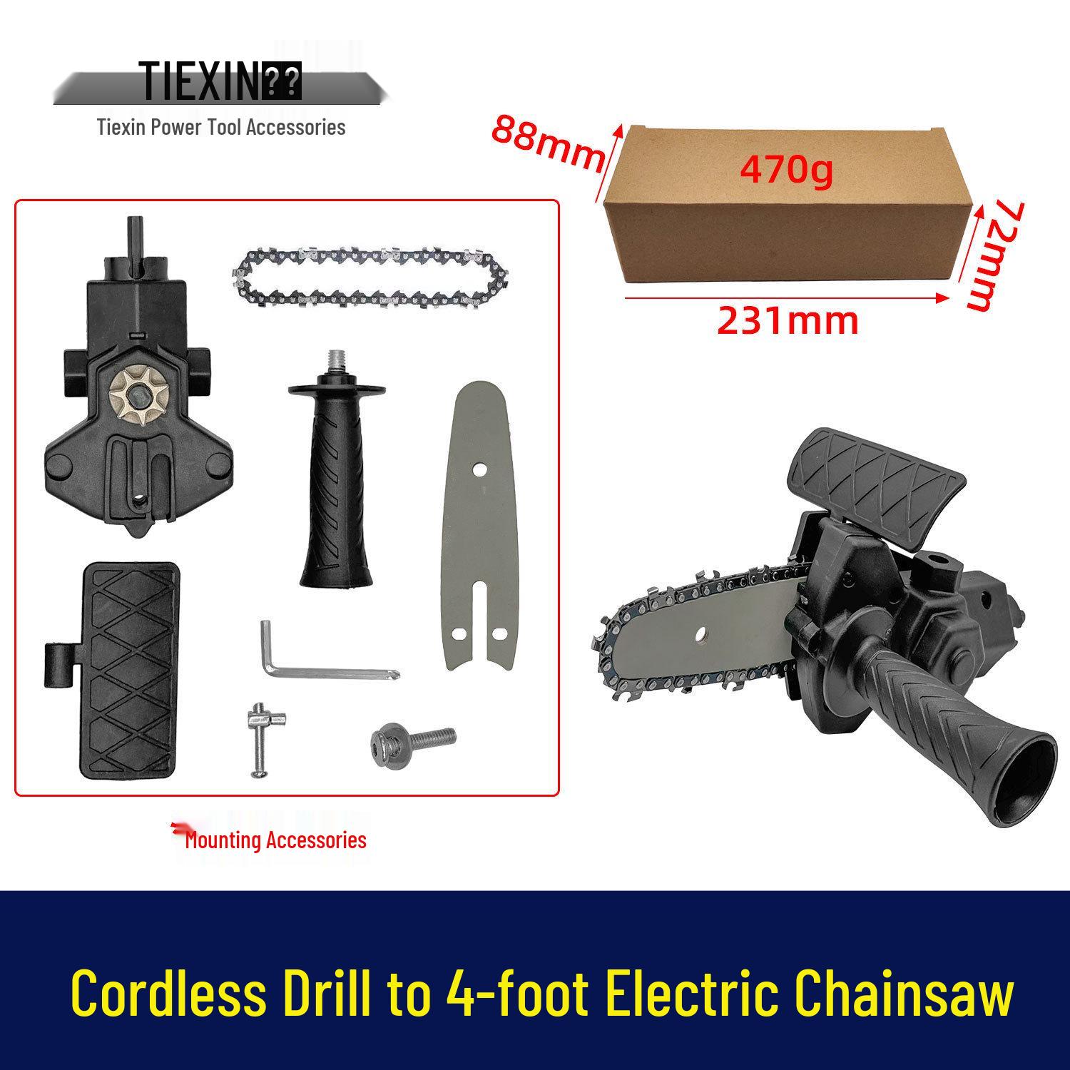 

Cordless Drill to Electric Chainsaw Converter - 6-Inch Mini Saw for Household Logging (Model 02876)