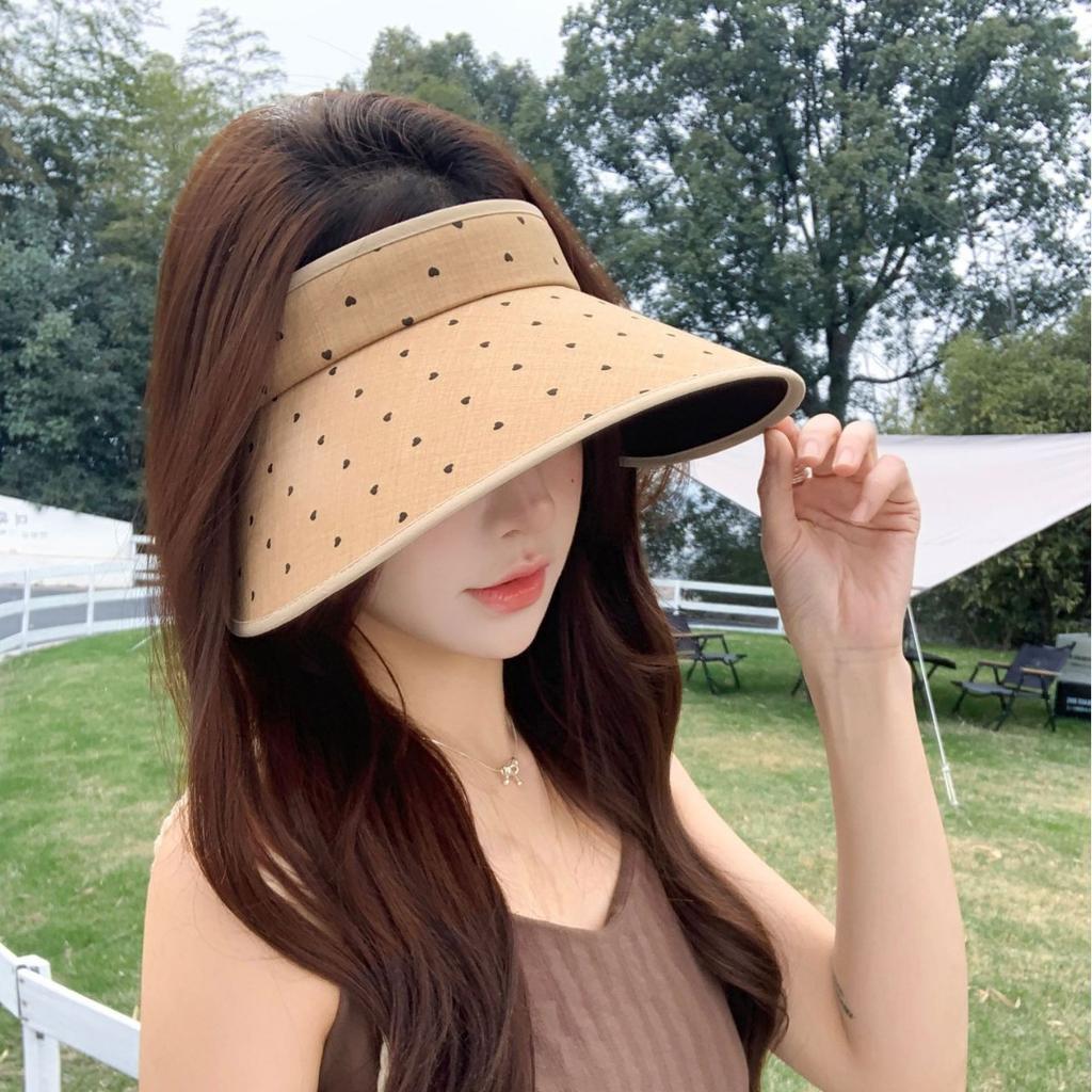 2026 Summer Empty Top Sunscreen Hat Women'S Casual Anti-Ultraviolet Large Brim Face Cover Foldable Sun Hat