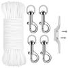 Flag Pole Rope Kit 98 Ft Flagpole Halyard Rope Set Flag Pole Rope with Swivel Hook Clips for Pet Leashes Camping Tents