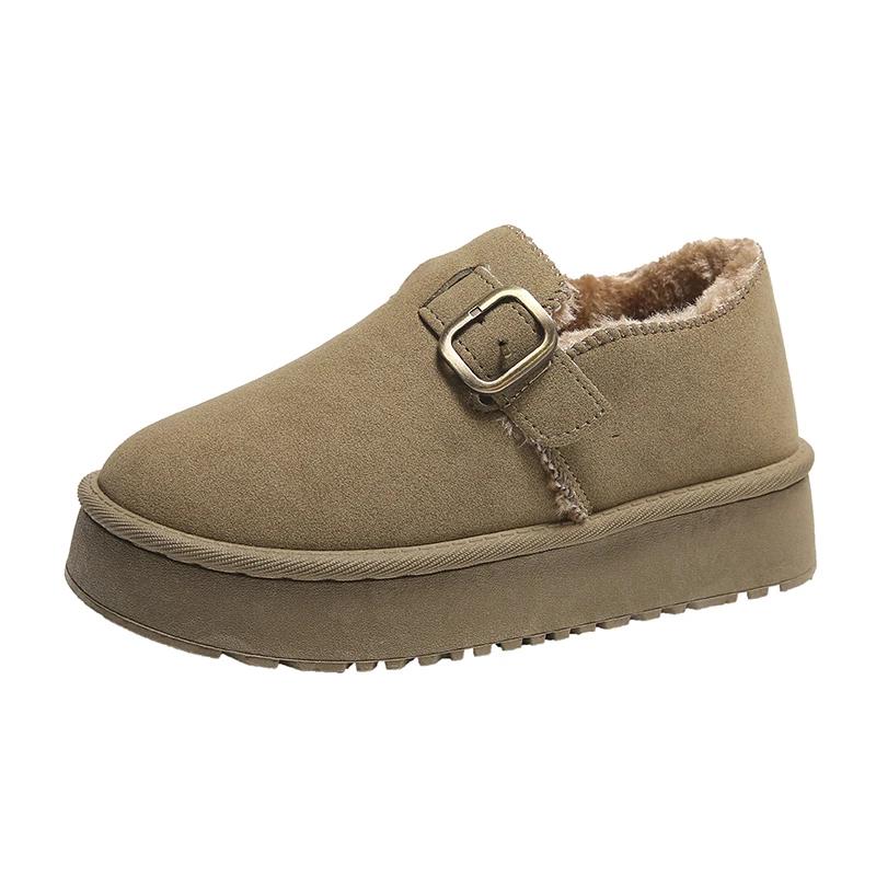 Fashion Women Suede Mules Platform Flats Boston 2024 Fashion Retro Outdoor Snow Boot Winter New Comfort House Shoe Plush Thick Cotton