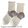 Fashionable Middle Calf Socks with Cartoon Animal Designs in Soft Cotton Bubble Cuffs Crew Socks Hosiery for Women Teens