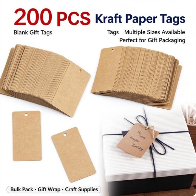 Pack Of 100 Blank Rectangular Hang Tags With Rounded Corners Paper Tags For Products And Branding Blank Kraft Paper Price Tags