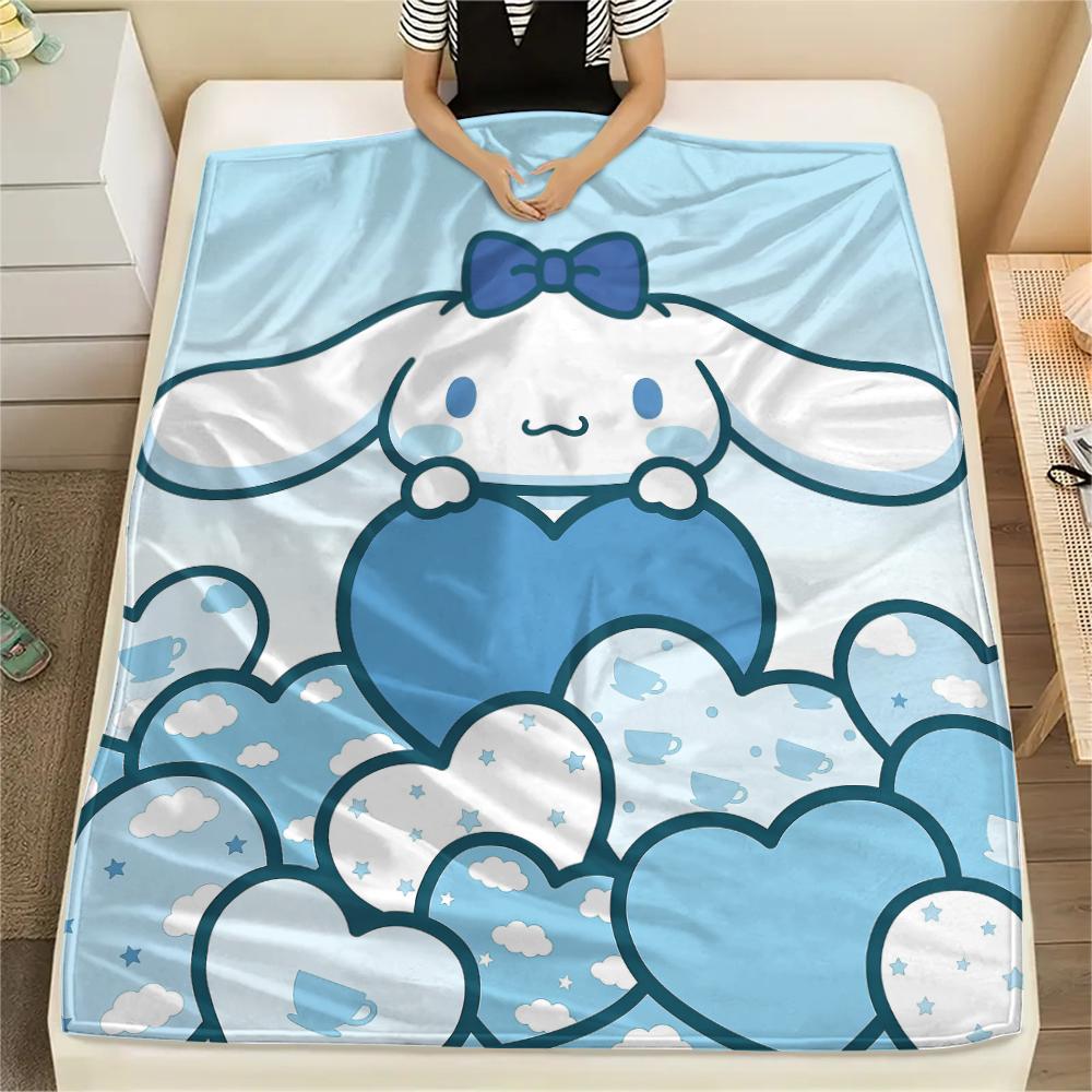 1PC Cinnamoroll Print Flannel Blanket, High Quality All Seasons, Home Decor, Warmth and Comfort, Perfect for Christmas Gifts