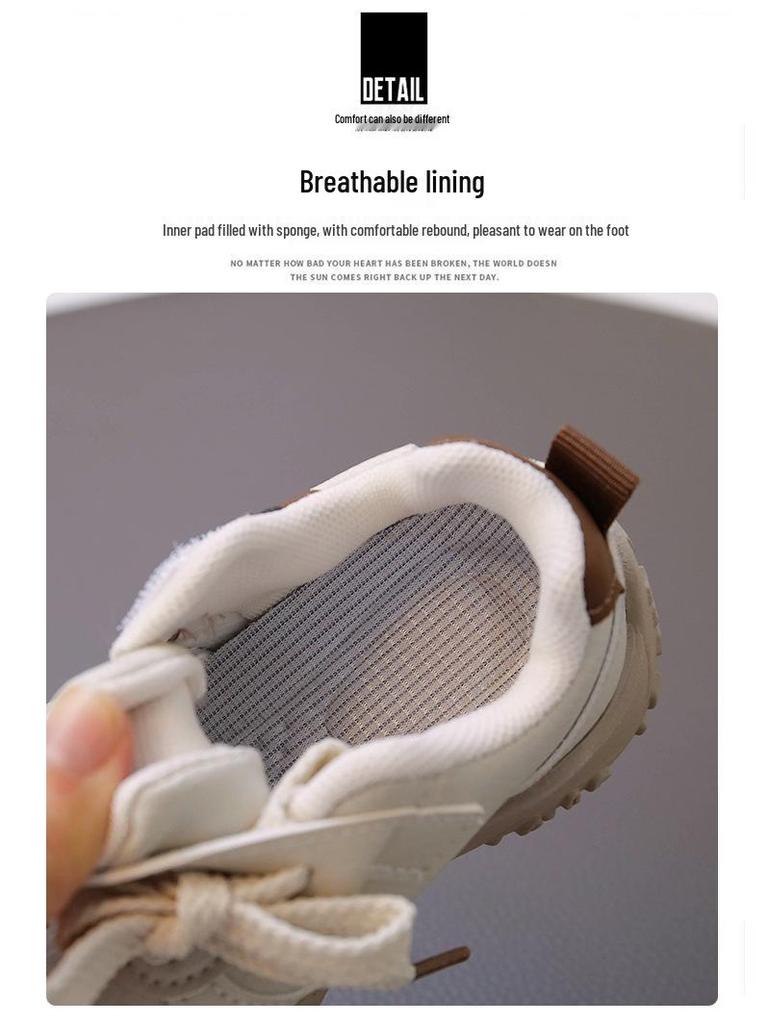 2025 Spring & Autumn Genuine Leather Breathable Boys' & Girls' Soft Sole German Training Sports Shoes