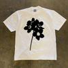 American Retro Abstract Floral Graphic Print Unisex Heavyweight Pure Cotton Crew Neck Short Sleeve T‑Shirt Vintage Casual Everyday Wear Top