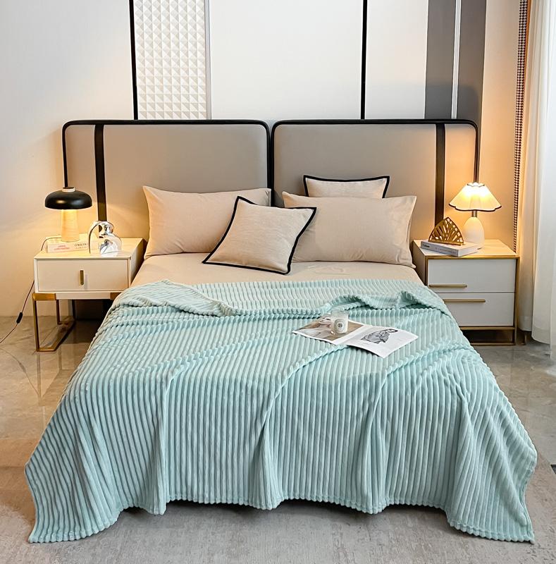 Gray Striped Autumn Throw Blanket Soft Solid Color Winter Bedroom Warm Bed Blanket Home Hotel Travel Portable Blankets Full Size