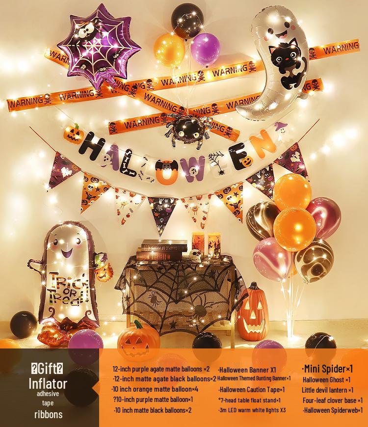 Halloween Theme Balloons and Pumpkin Lanterns for Indoor Decoration and Wall Scene Layout