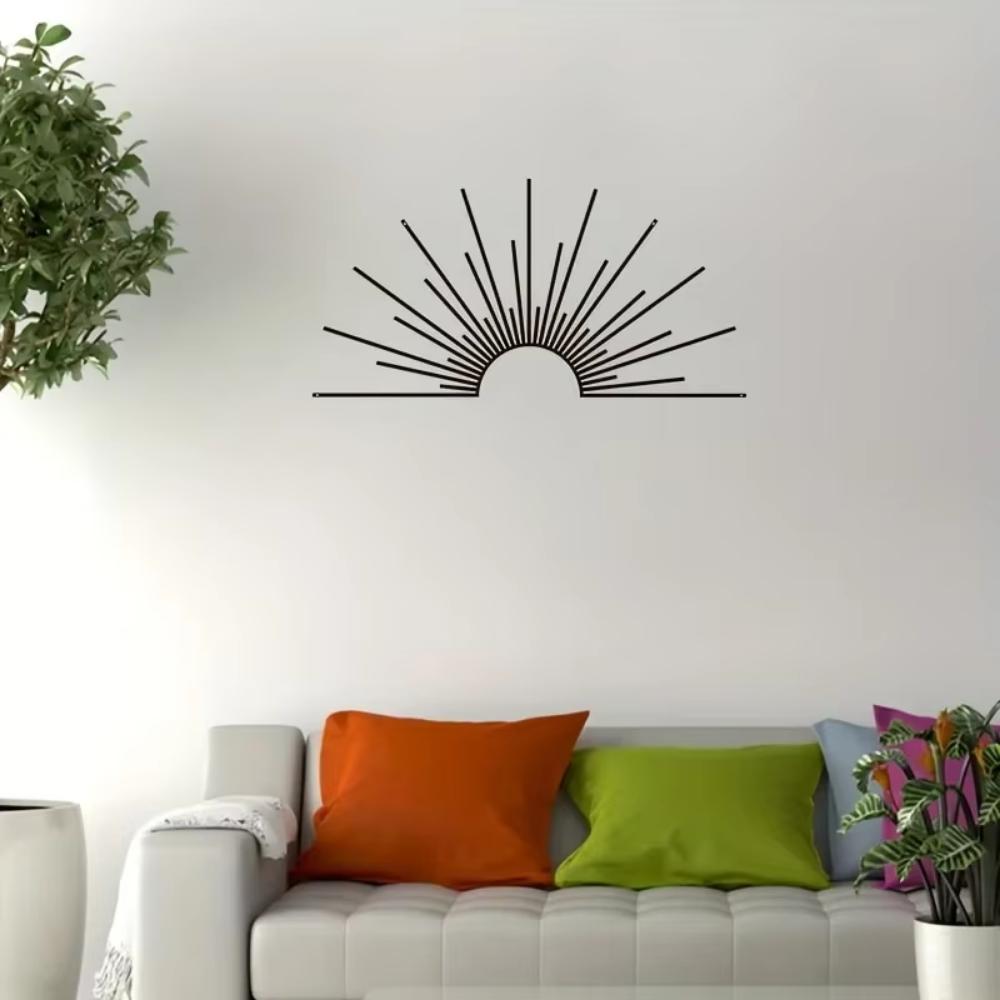 Modern Lines Sun Metal Wall Decoration 60x30cm Minimalist Sunrise Art Living Room Home Decor