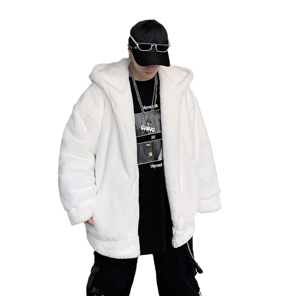 

ZANBANG Oversized Fleece Loose Plus Sizes ZS018 Men s Jacket, Fluffy, Fit, Two-Tone Design, Casual, Unisex, Oversized, Fleece-Lined, Thick, Warm, белый