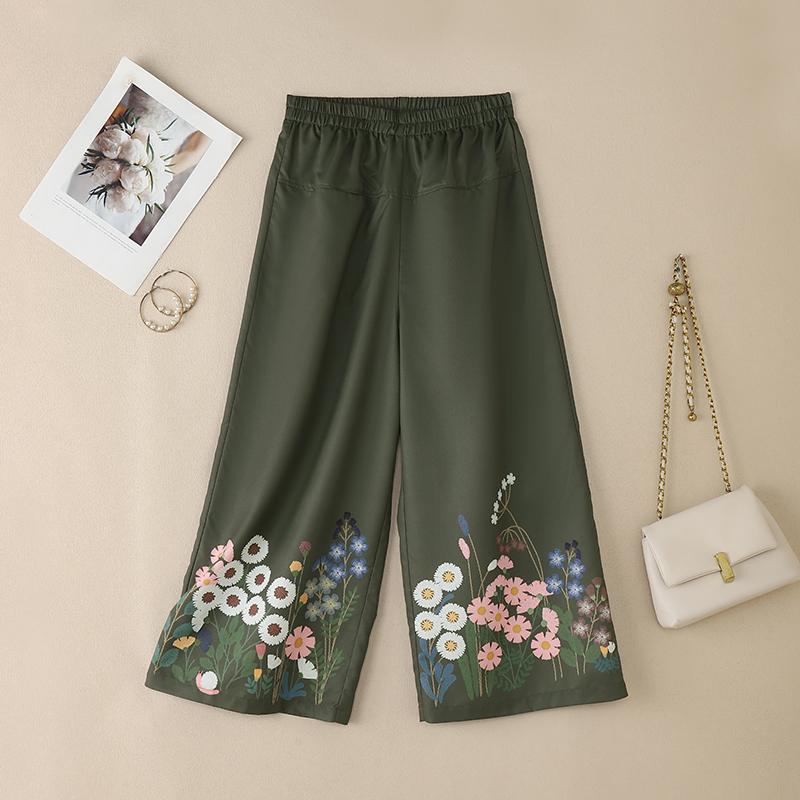 

ZANZEA Women Casual Elastic Waist Loose Floral Pants 5XL армия зеленый