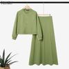 Women Long Sleeve Blouse and Long Skirts Casual Two Piece Suit Sets