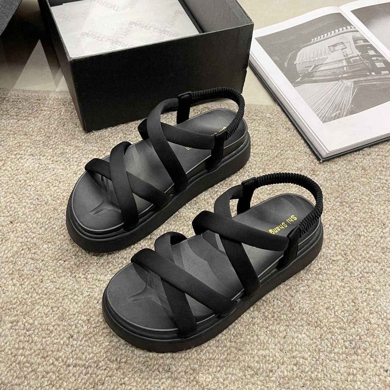 

Босоножки на платформе Женская летняя обувь для женщин Тренд 2025 Открытый носок Ремешок на щиколотке Пляжная обувь Сандалии на плоской подошве 35