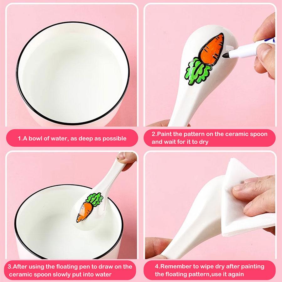 8/12Pcs Color Floating Pen for Water Painting Water Floating Pen Erasable Whiteboard Pen Stationery School Office Supplies