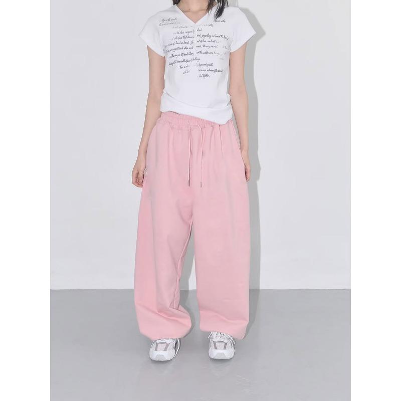 American Style Sweatpants for Women 2025 Spring Autumn New Style Loose Straight Versatile Casual Wide Leg Long Pants