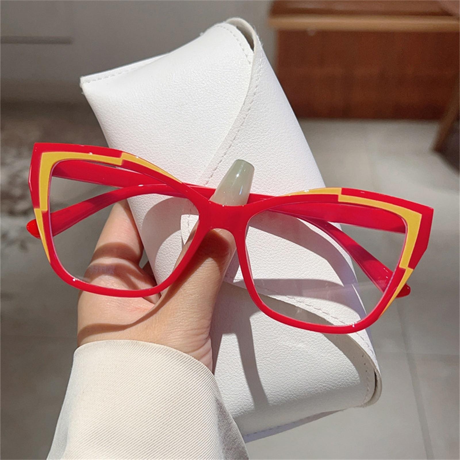 

Personalized Color Blocked Eye Blue Light Glasses, Small , Light Luxury, Elegant Flat Lens One Size