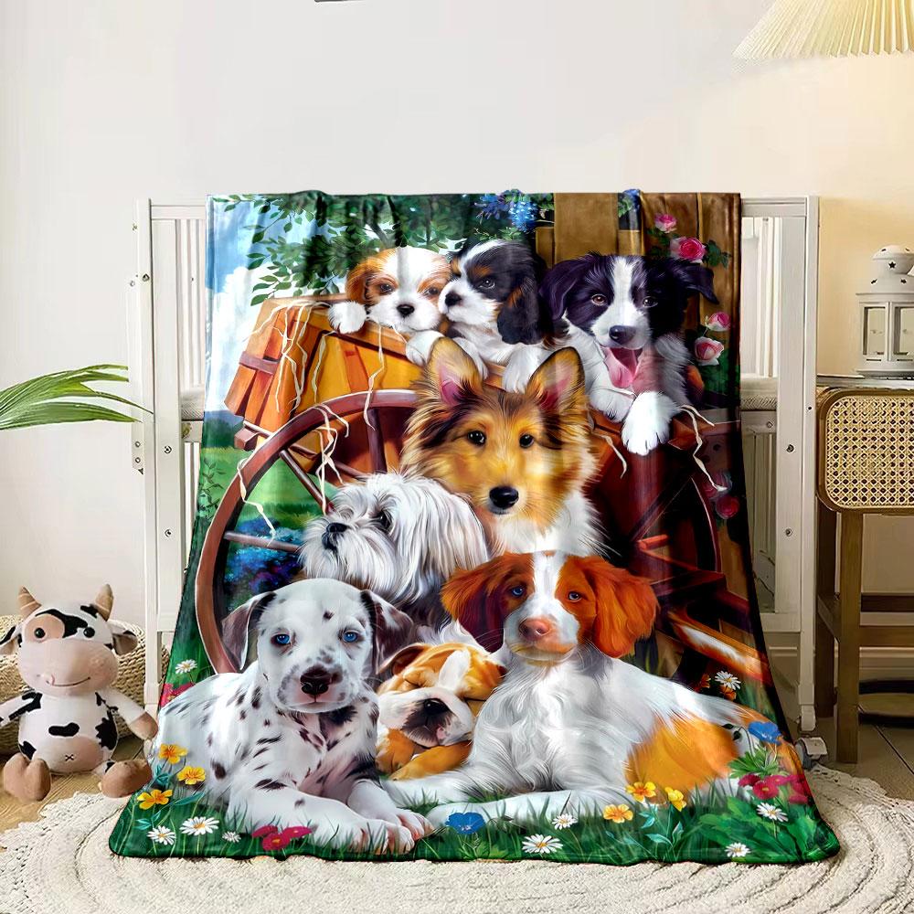 Adorable Dogs Pattern Soft Throw Blanket bedroom Blanket for Livingroom Couch lunch break Soft throw for Friend's festival Gift