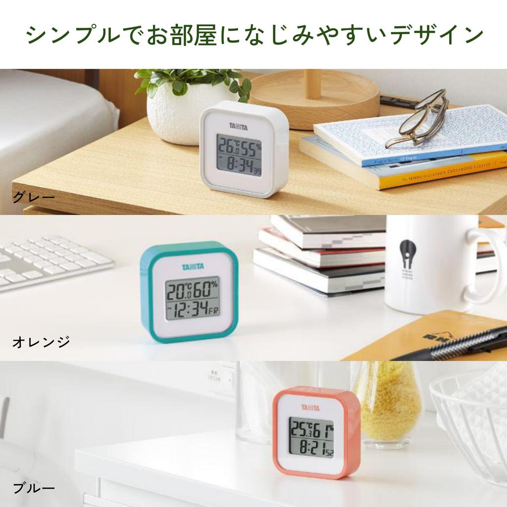 Tanita Digital with Temperature and Humidity Display for Indoor Environments At a or Tabletop with Magnet Thermo-Hygrometer TT-558 GY