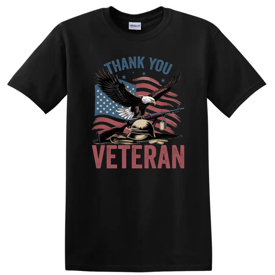 Thank You Veteran Eagle American Flag Military Support T Shirt w/ Tee