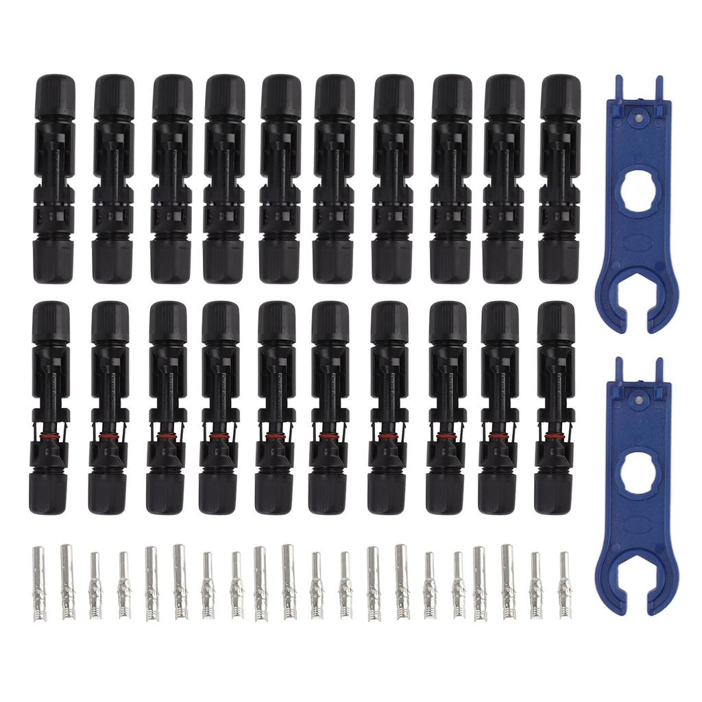 Solar Connectors with 10 Pairs Male Female Plug Spanners Waterproof Flame Retardant Solar Panel
