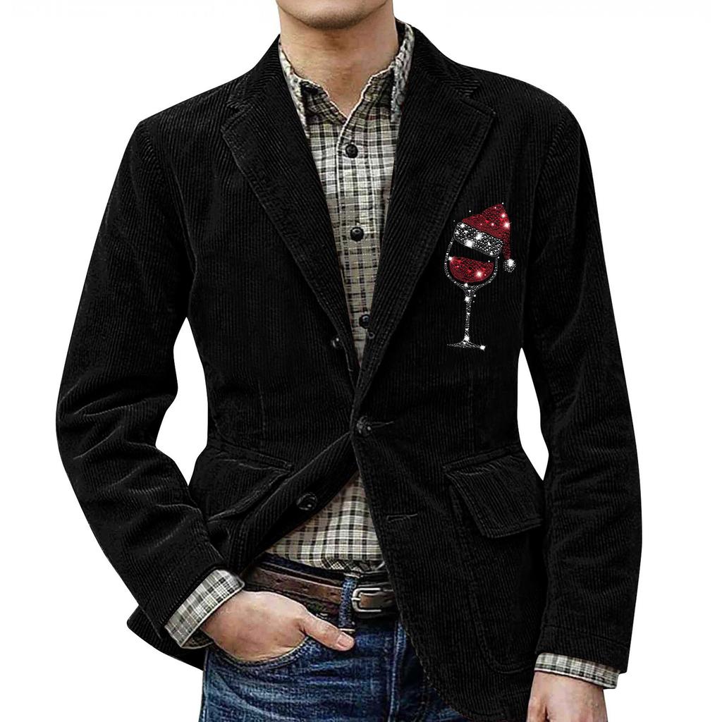 Men's Solid Color Corduroy Warm Pocket Suit Jacket Cardigan Men's Casual Suit
