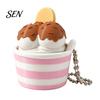 Portable Key Ring Charm 3D Printed Ice Cream Cup Fidget Clicker Keychain, Cute Dessert Stress Toy for Relief Click Toy, Mini Desk Decor Gift