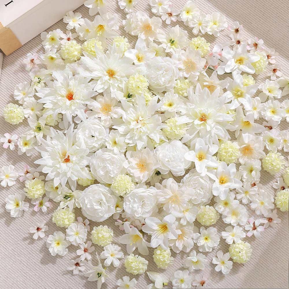 20 Stück Kreative Mehrfarbige Künstliche Blumenköpfe Seiden-Kopfschmuck Seiden-Pfingstrosen-Blumen-Ornament Hochzeits-Simulationsblumen-Geschenk