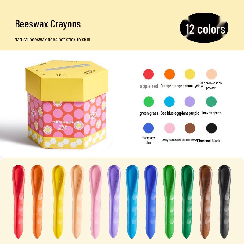 

Meile Childhood Washable Beeswax Crayons & Oil Pastels - 12 or 24 Color Set for Kids