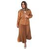 2025 Spring European & American Belted Button Coat with Pleated Skirt Set