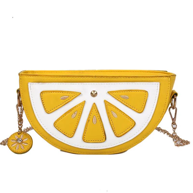 

Boutique De FGG Summer Fruits Stylish Handbags Women Watermelon Clutch Purse Chain Crossbody Bags PU Lemon Shoulder Bags оранжевый
