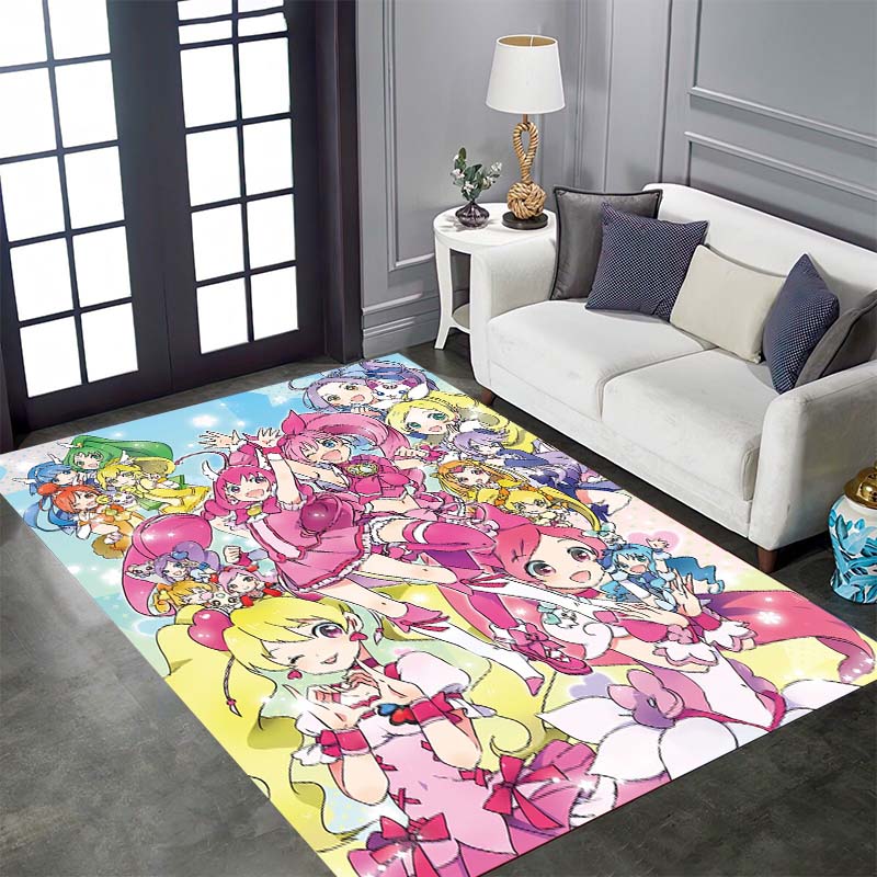 Pretty Cure Cartoon Rugs Are Suitable for Home Décor In Areas Such As Game Rooms, Bedrooms, Living Rooms, and Sofa Areas.
